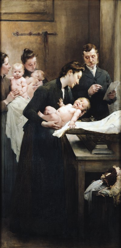 La Gota de Leche en Belleville: La Cirugía del Doctor Variot, La Sesión de Pesaje, 1903 de Henri Jules Jean Geoffroy